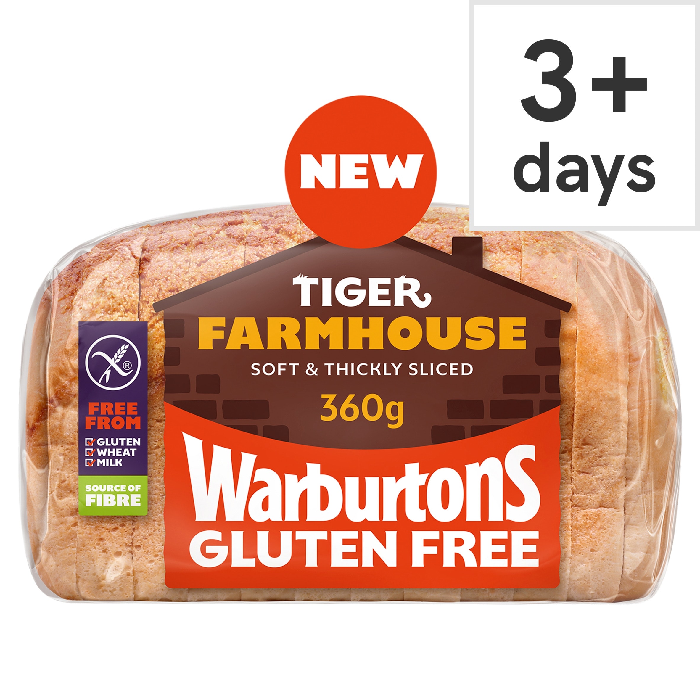 Warburtons Gluten Free Tiger Farmhouse white bread 360g
