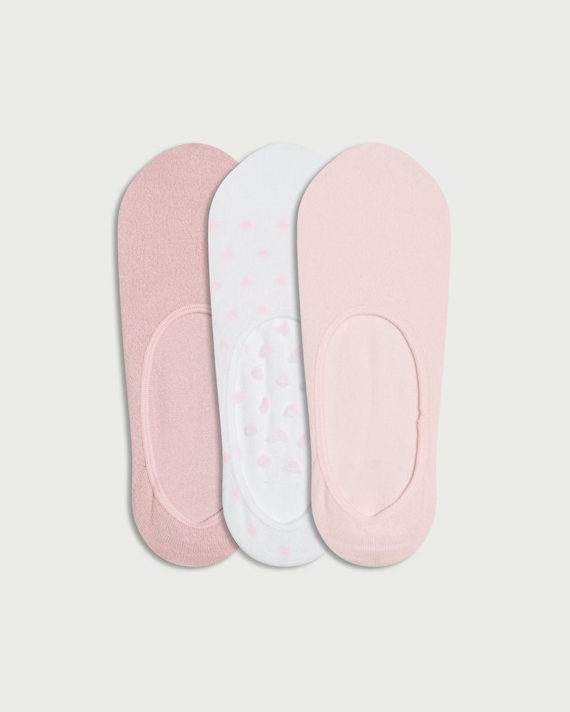 F&F 3-Pack Cotton Rich Patterned Footsies in Pink