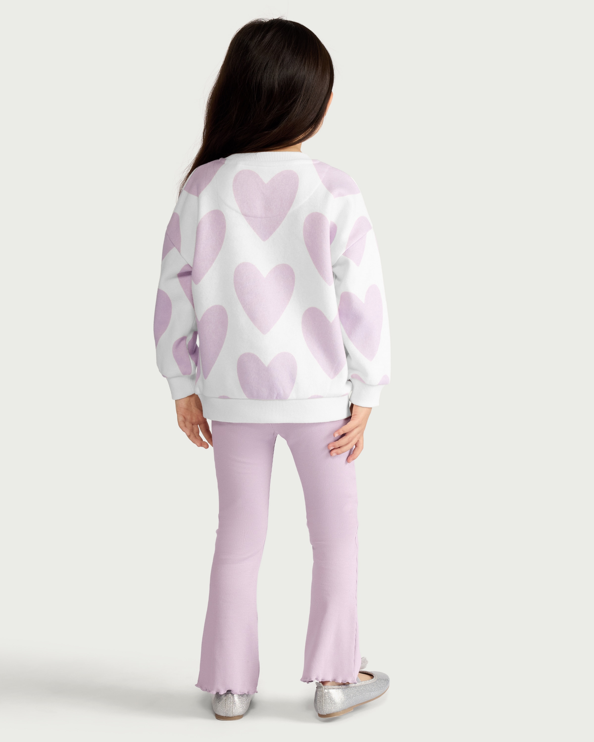 F&F Girls 2-Pack Cotton Rich Flared Leggings in Multi Purple thumbnail 3