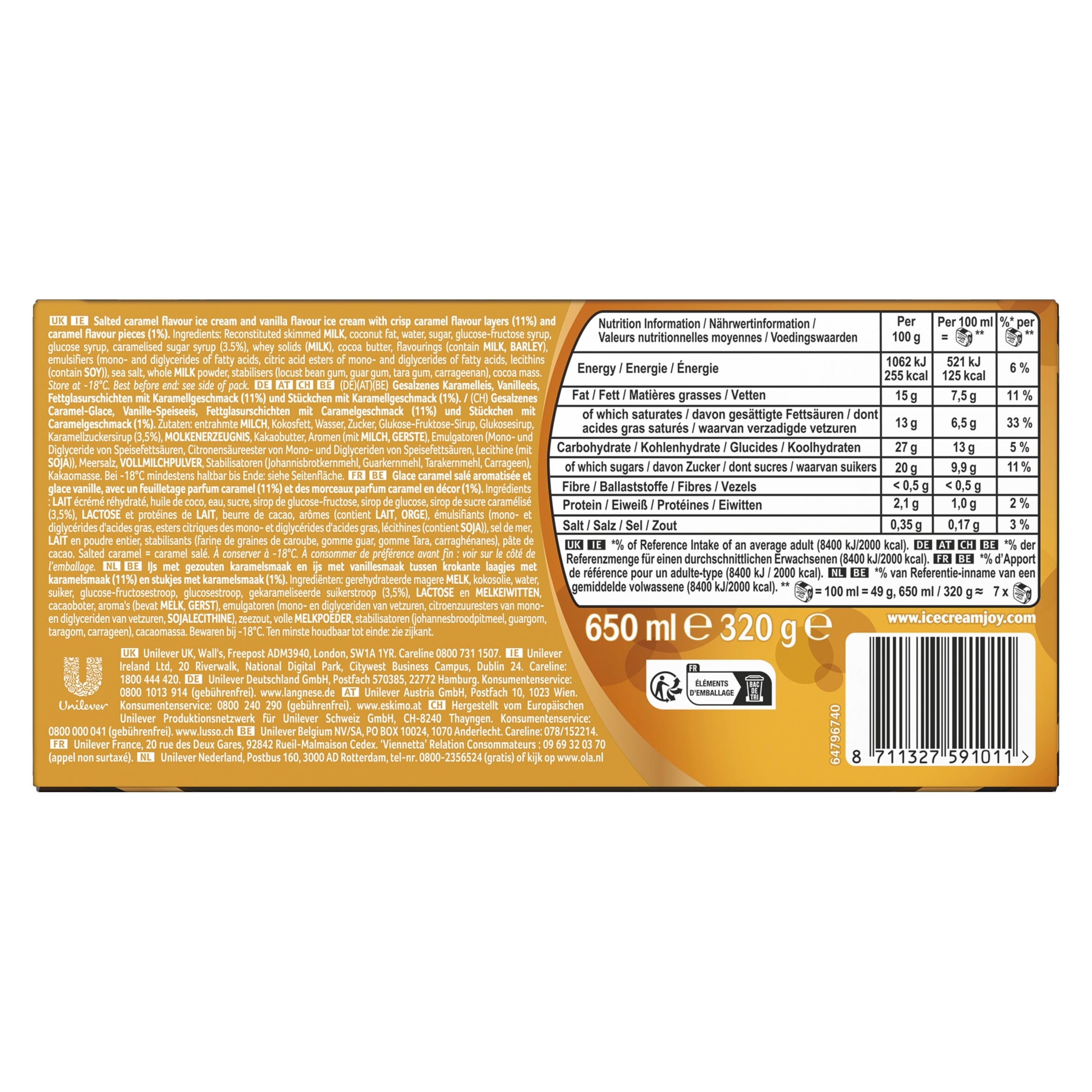 Viennetta Ice Cream Salted Caramel 650 ml thumbnail 2