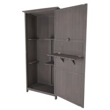 Charles Bentley FSC Wooden Storage Shed - Grey H190 x D56 x W86cm Tall Outdoor thumbnail 3