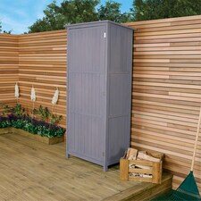 Charles Bentley FSC Wooden Storage Shed - Grey H190 x D56 x W86cm Tall Outdoor thumbnail 8
