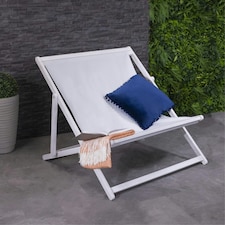 Charles Bentley FSC Certified Eucalyptus White Washed Double Deck Chair - Grey