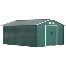 Outsunny 13 x 11ft Garden Shed Storage with Foundation Kit and Vents, Green