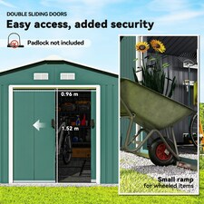 Outsunny 13 x 11ft Garden Shed Storage with Foundation Kit and Vents, Green thumbnail 4