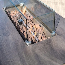 Teamson Home Outdoor 48x26 Inch Rectangular Light Concrete Propane Gas Fire Pit thumbnail 2