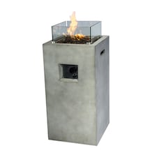 Teamson Home Outdoor 16.5in Large Square Light Concrete Propane Gas Fire Pit thumbnail 2