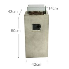 Teamson Home Outdoor 16.5in Large Square Light Concrete Propane Gas Fire Pit thumbnail 3