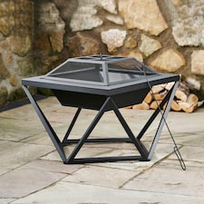 Teamson Home Outdoor 24in Wood Burning Fire Pit with Decorative Geometric Base, Black thumbnail 2