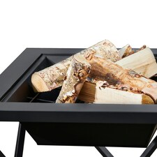 Teamson Home Outdoor 24in Wood Burning Fire Pit with Decorative Geometric Base, Black thumbnail 3