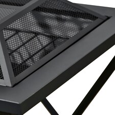 Teamson Home Outdoor 24in Wood Burning Fire Pit with Decorative Geometric Base, Black thumbnail 4