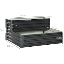 Outsunny 2 Tier Galvanised Raised Garden Bed Planter Box Open Bottom thumbnail 10