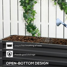 Outsunny 2 Tier Galvanised Raised Garden Bed Planter Box Open Bottom thumbnail 4