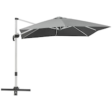 Outsunny 3 x 3(m) Cantilever Roma Parasol Garden Umbrella with Cross Base Grey