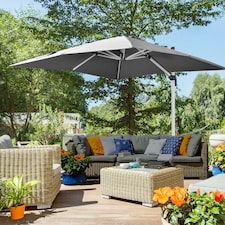 Outsunny 3 x 3(m) Cantilever Roma Parasol Garden Umbrella with Cross Base Grey thumbnail 2