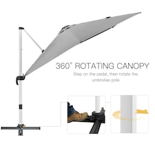 Outsunny 3 x 3(m) Cantilever Roma Parasol Garden Umbrella with Cross Base Grey thumbnail 3