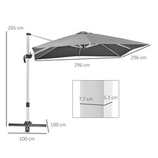 Outsunny 3 x 3(m) Cantilever Roma Parasol Garden Umbrella with Cross Base Grey thumbnail 7