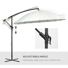 Outsunny 3(m) Cantilever Shanghai Parasol w/ Crank Handle, Cross Base, Off-White thumbnail 4