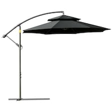 Outsunny 2.7m Cantilever Banana Parasol Outdoor Sun Shade w/ Crank, Black