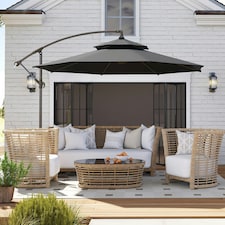 Outsunny 2.7m Cantilever Banana Parasol Outdoor Sun Shade w/ Crank, Black thumbnail 8