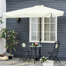 Outsunny 2.3m Half Round Parasol Garden Sun Umbrella Metal w/ Crank Off-White thumbnail 2