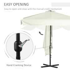 Outsunny 2.3m Half Round Parasol Garden Sun Umbrella Metal w/ Crank Off-White thumbnail 3
