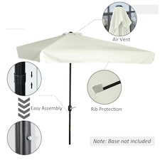 Outsunny 2.3m Half Round Parasol Garden Sun Umbrella Metal w/ Crank Off-White thumbnail 4