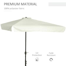 Outsunny 2.3m Half Round Parasol Garden Sun Umbrella Metal w/ Crank Off-White thumbnail 5