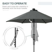 Outsunny 3(m) Cantilever Garden Parasol Umbrella with Solar LED, Grey thumbnail 3