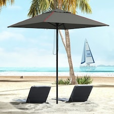 Outsunny Sun Parasol with Vent, Table Umbrella for Patio, Garden, Pool, Grey thumbnail 2