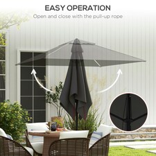 Outsunny Sun Parasol with Vent, Table Umbrella for Patio, Garden, Pool, Grey thumbnail 3