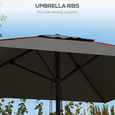 Outsunny Sun Parasol with Vent, Table Umbrella for Patio, Garden, Pool, Grey thumbnail 5