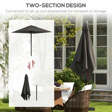 Outsunny Sun Parasol with Vent, Table Umbrella for Patio, Garden, Pool, Grey thumbnail 6