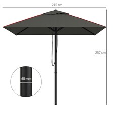 Outsunny Sun Parasol with Vent, Table Umbrella for Patio, Garden, Pool, Grey thumbnail 7