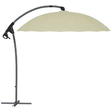 Outsunny 2.7m Cantilever Parasol with Cross Base, Crank Handle, Beige