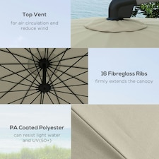 Outsunny 2.7m Cantilever Parasol with Cross Base, Crank Handle, Beige thumbnail 4