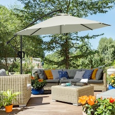 Outsunny 3(m) Cantilever Parasol with Cross Base, Crank Handle, Tilt, Cream thumbnail 10