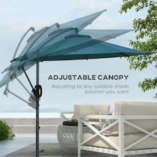 Outsunny 3(m) Cantilever Parasol with Cross Base, Crank Handle, Tilt, Cream thumbnail 4