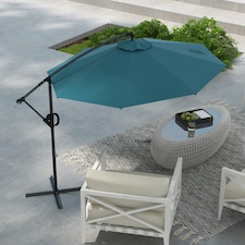 Outsunny 3(m) Cantilever Parasol with Cross Base, Crank Handle, Tilt, Cream thumbnail 6