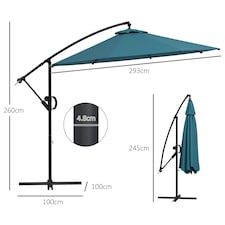 Outsunny 3(m) Cantilever Parasol with Cross Base, Crank Handle, Tilt, Cream thumbnail 7