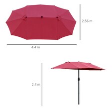 Outsunny 4.4m Double-Sided Sun Umbrella Patio Parasol Solar Lights thumbnail 5