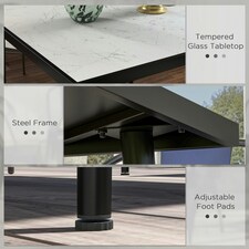 Outsunny Outdoor Dining Table for 4 with Marble Effect Tempered Glass Top White thumbnail 4