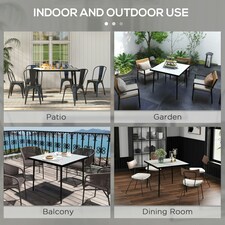Outsunny Outdoor Dining Table for 4 with Marble Effect Tempered Glass Top White thumbnail 5
