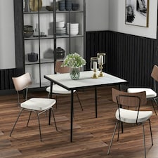 Outsunny Outdoor Dining Table for 4 with Marble Effect Tempered Glass Top White thumbnail 6