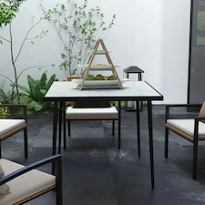 Outsunny Outdoor Dining Table for 4 with Marble Effect Tempered Glass Top White thumbnail 8