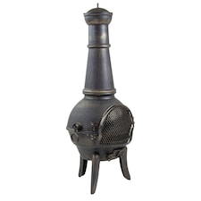 Charles Bentley 120cm Extra-Large Open Bowl Mesh Cast Iron Chiminea Patio Heater - Black thumbnail 5