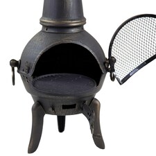 Charles Bentley 120cm Extra-Large Open Bowl Mesh Cast Iron Chiminea Patio Heater - Black thumbnail 6
