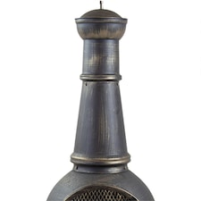 Charles Bentley 120cm Extra-Large Open Bowl Mesh Cast Iron Chiminea Patio Heater - Black thumbnail 7