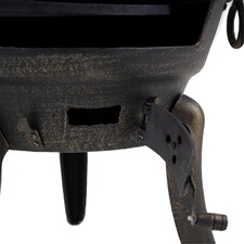 Charles Bentley 120cm Extra-Large Open Bowl Mesh Cast Iron Chiminea Patio Heater - Black thumbnail 8