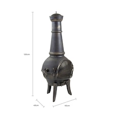 Charles Bentley 120cm Extra-Large Open Bowl Mesh Cast Iron Chiminea Patio Heater - Black thumbnail 9